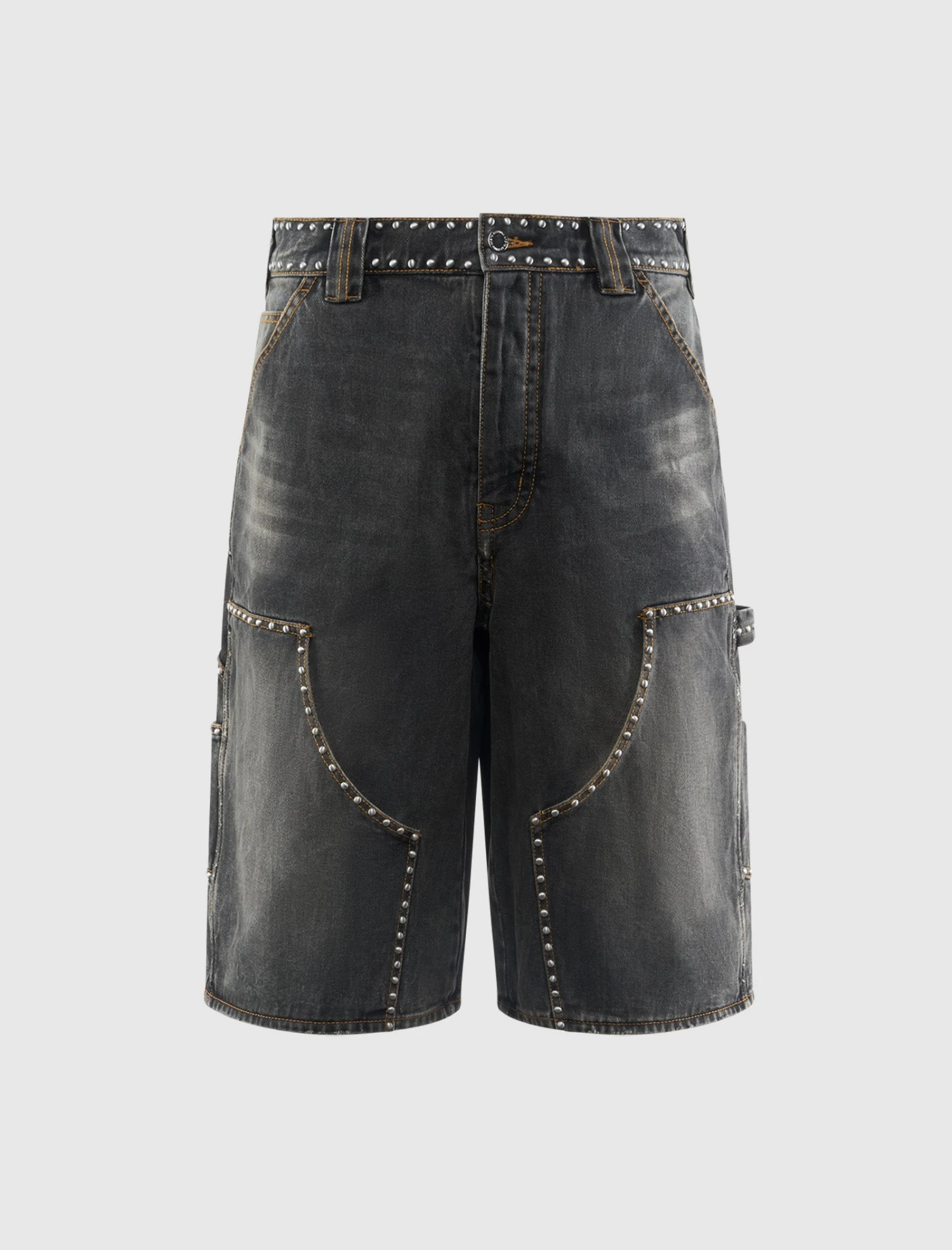 STUDDED DENIM SHORTS 1 STUDDED DENIM SHORTS