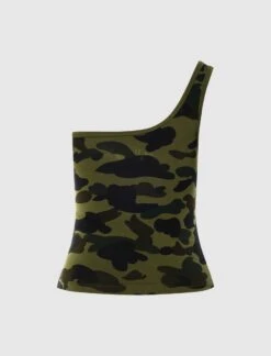 WOMEN'S ONE SHOULDER TOP -Men Fashion 001VTK302001L GRN 3