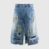 BLOWOUT DENIM SHORT