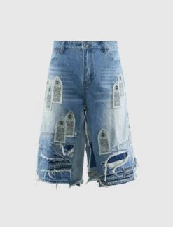 BLOWOUT DENIM SHORT